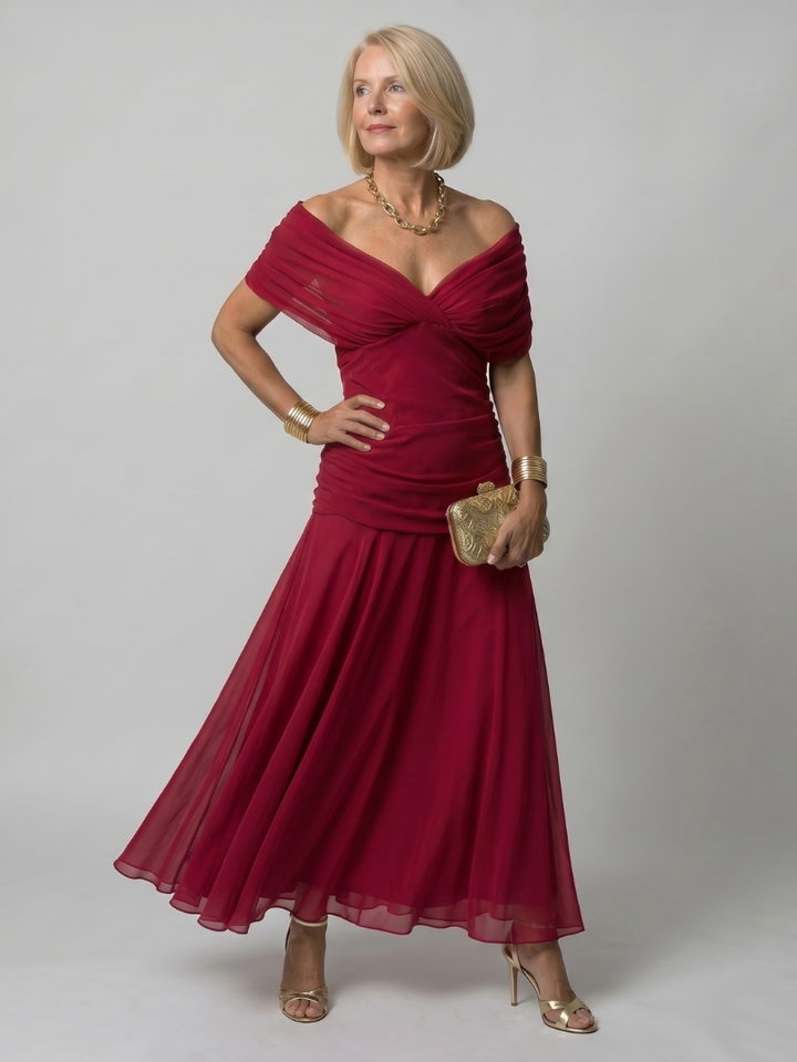 Ellis & Johnson™  | Abito Midi Off Shoulder
