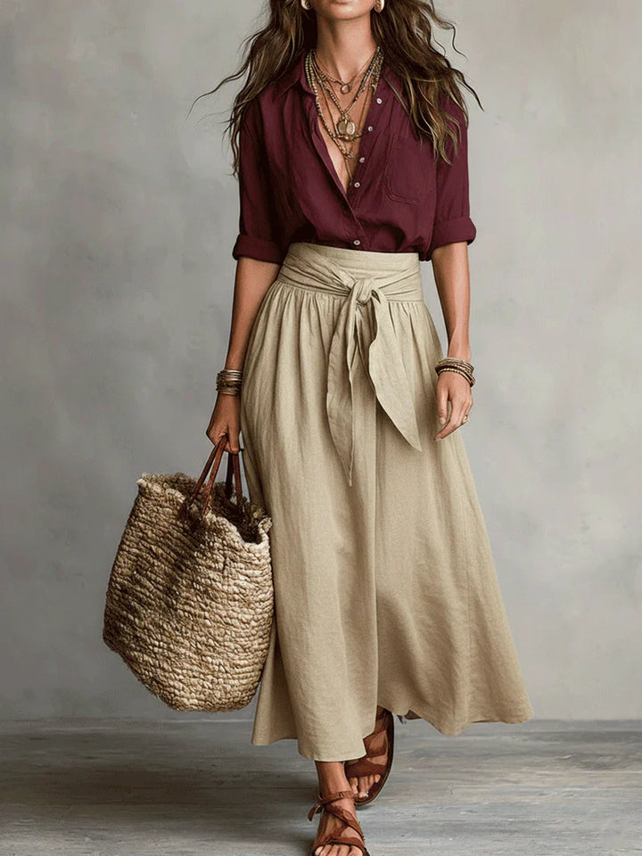 Martina | Abito Maxi Elegante e Fluido con Spalla Scoperta