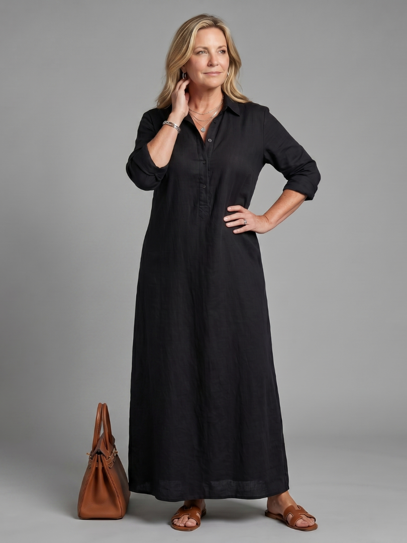 Veronica | Vestito Maxi a Maniche Lunghe con Silhouette Relaxed