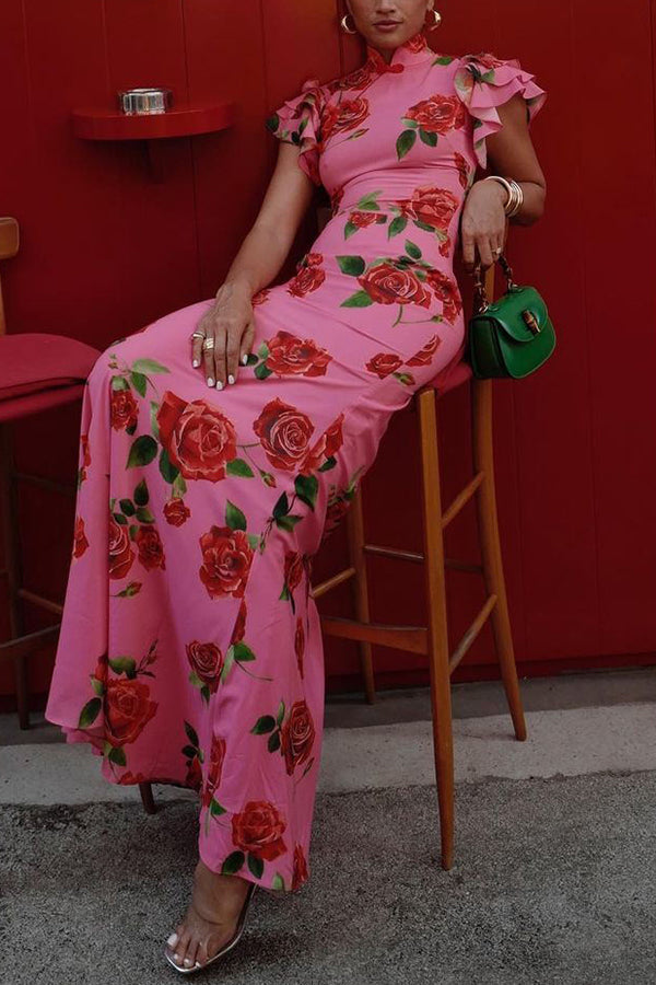 Abito Maxi Cheongsam Meilin Rose