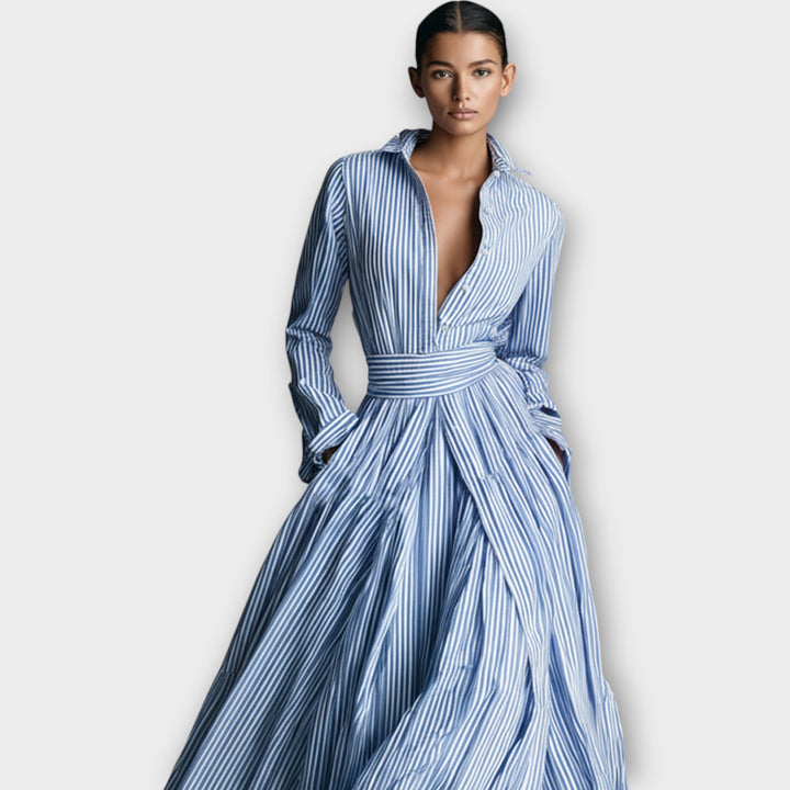 Abito Maxi Striped Button Elina