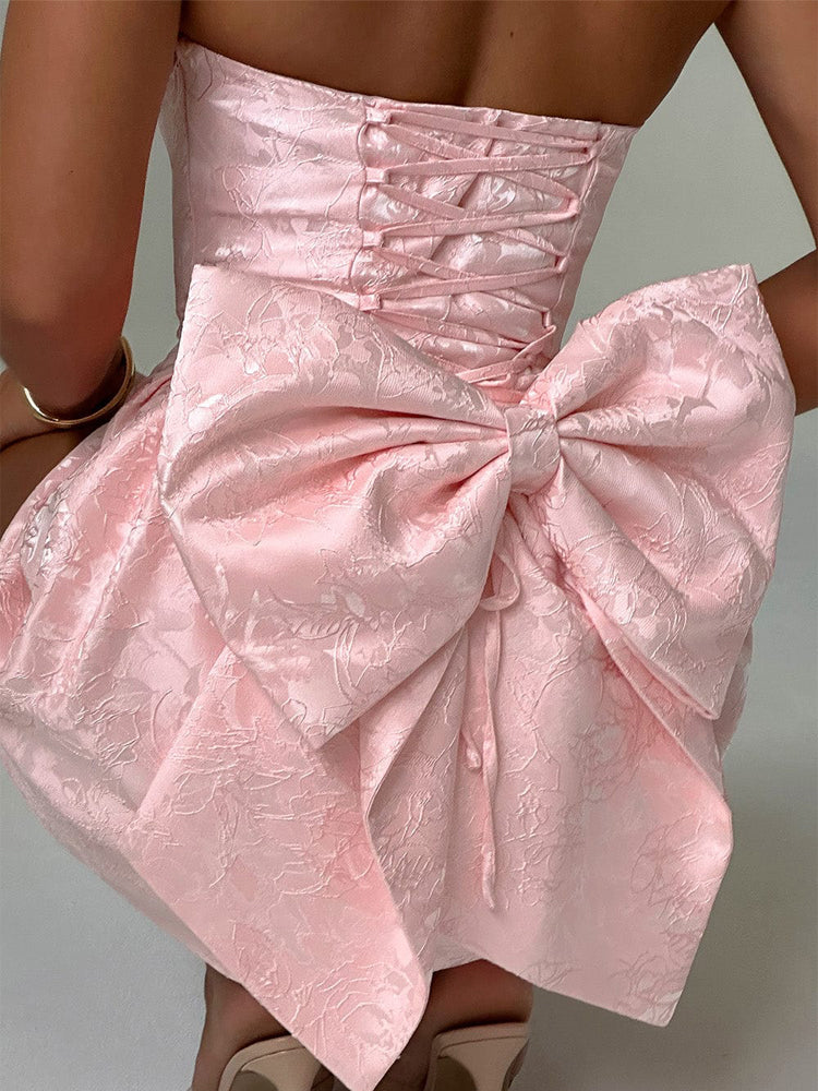 Abito Mini Jacquard con Nodo