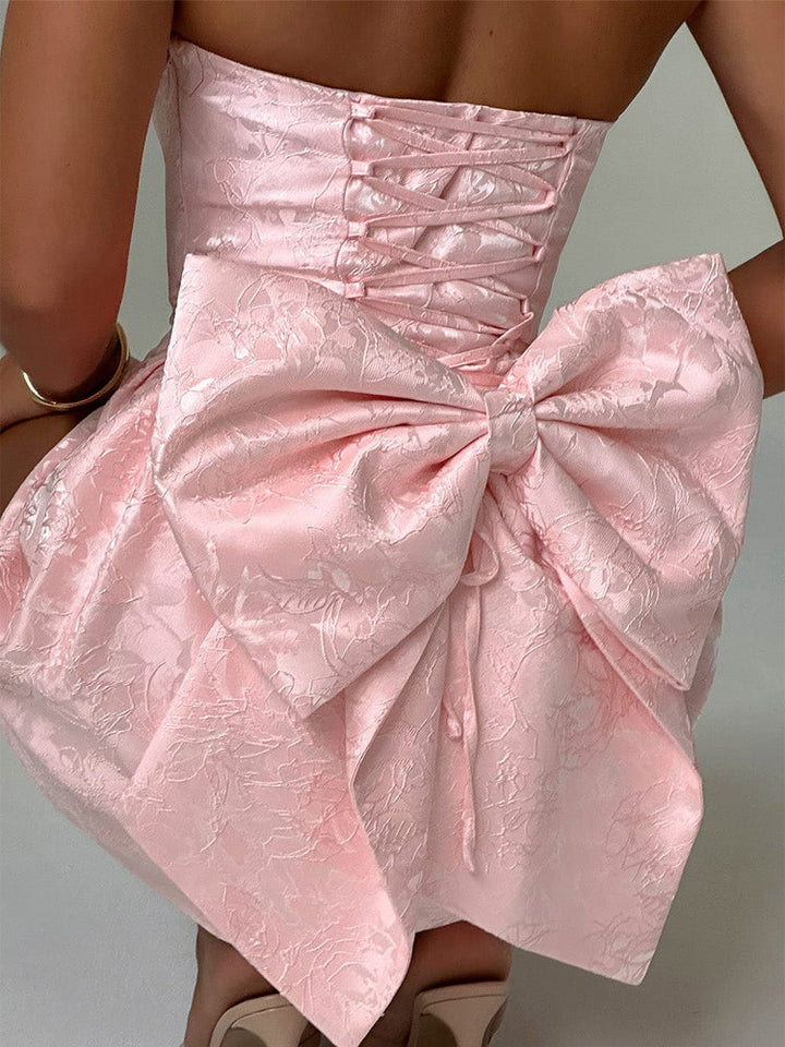 Abito Mini Jacquard con Nodo