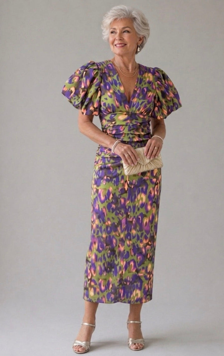 Ellis & Johnson™  | Vestito Midi Pieghettato Vivido