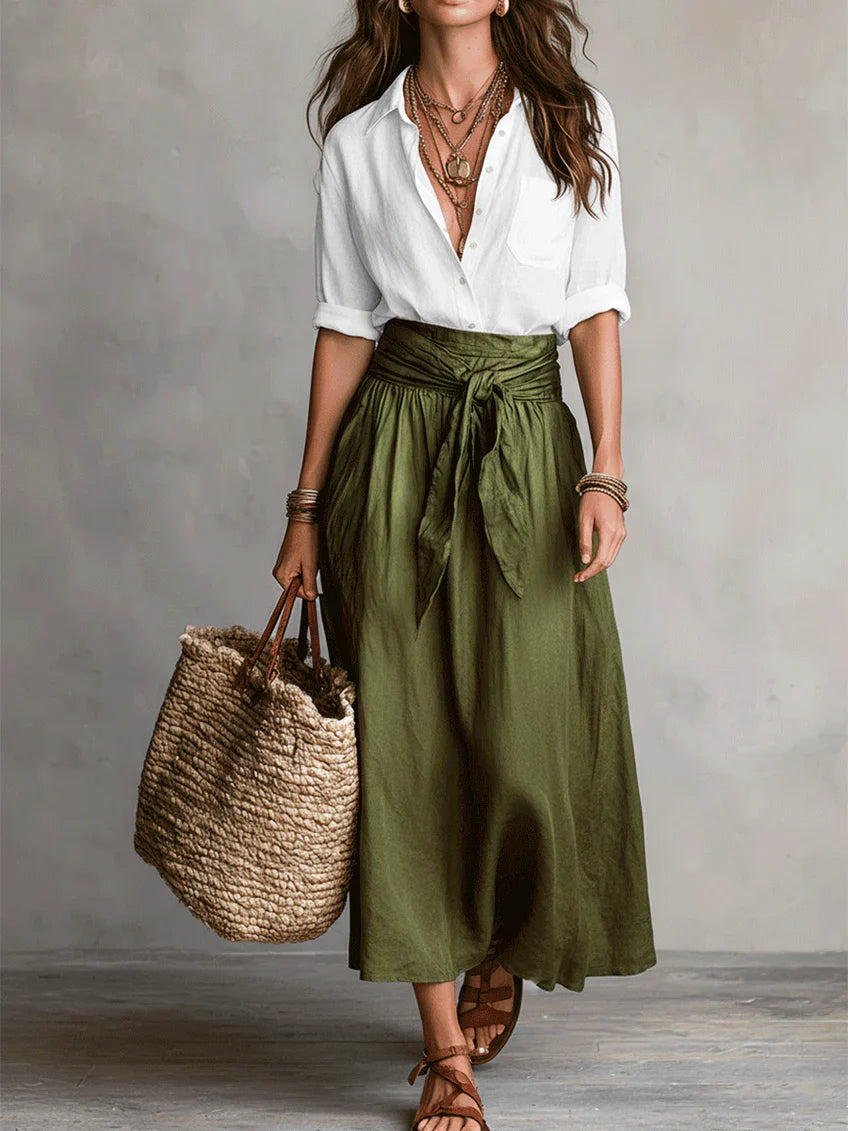 Martina | Abito Maxi Elegante e Fluido con Spalla Scoperta