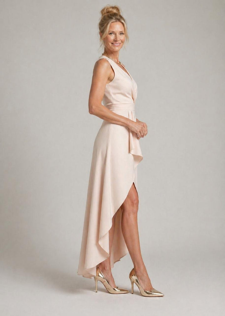 Ellis & Johnson™  |Abito Midi a Portafoglio con Scollatura a V