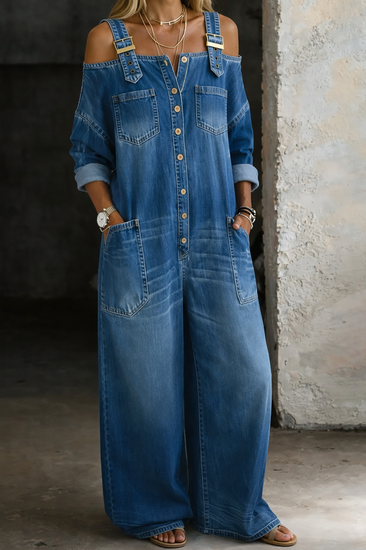 Sophia | Salopette in denim con spalle scoperte