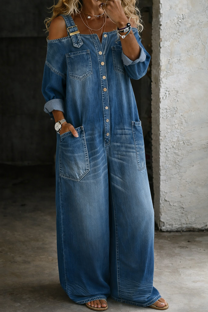 Sophia | Salopette in denim con spalle scoperte