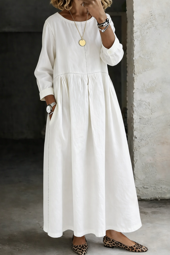 Melissa | Vestito in denim con scollatura rotonda e maniche lunghe