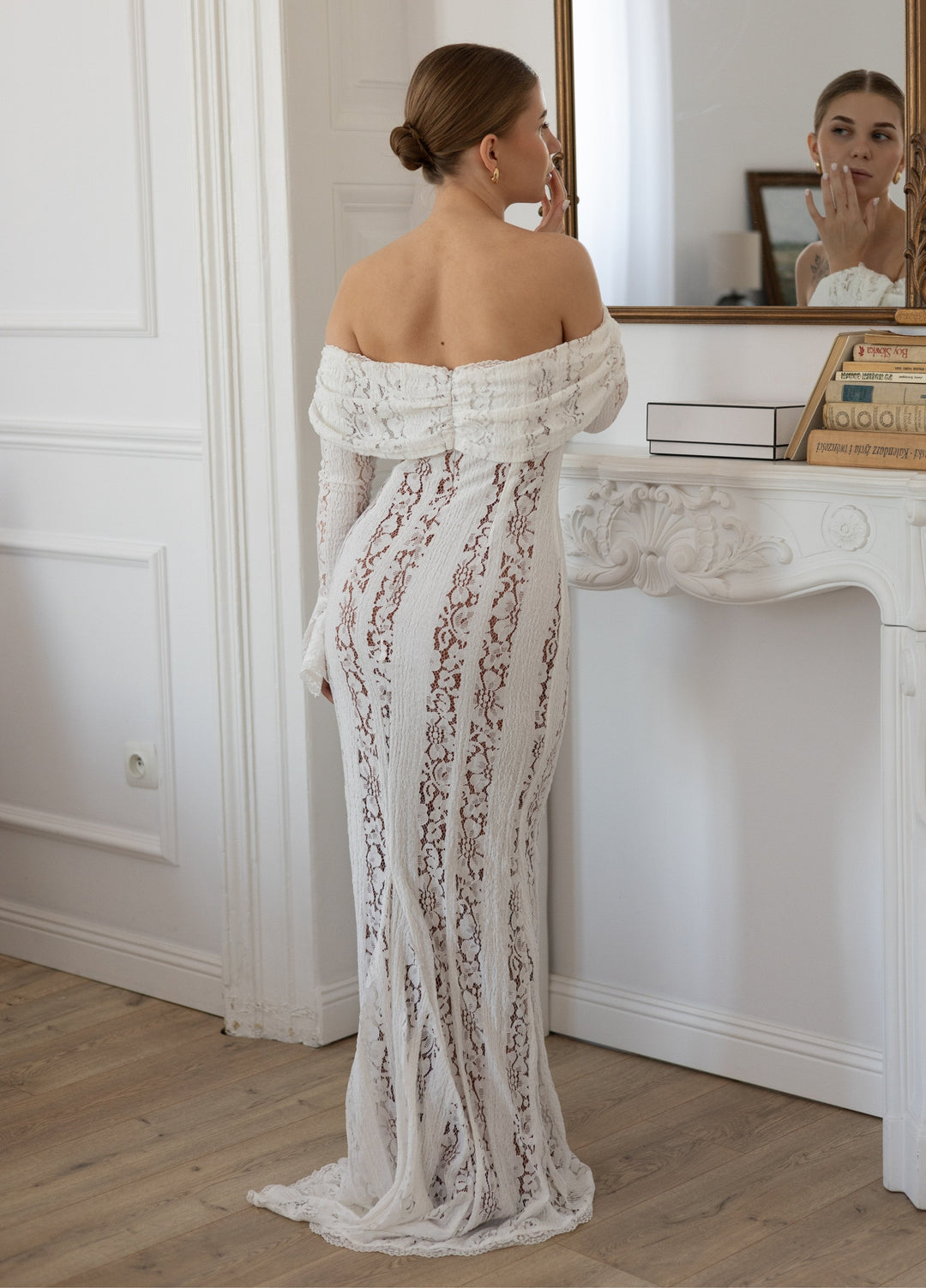 Abito Maxi in Pizzo Arielle – Bianco