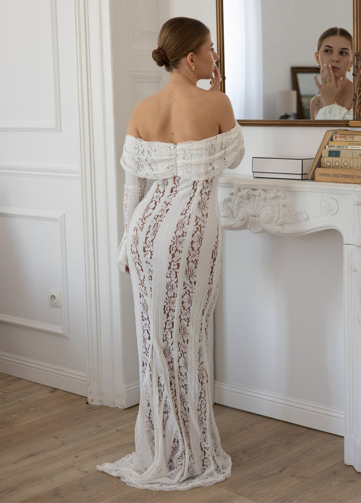 Abito Maxi in Pizzo Arielle – Bianco