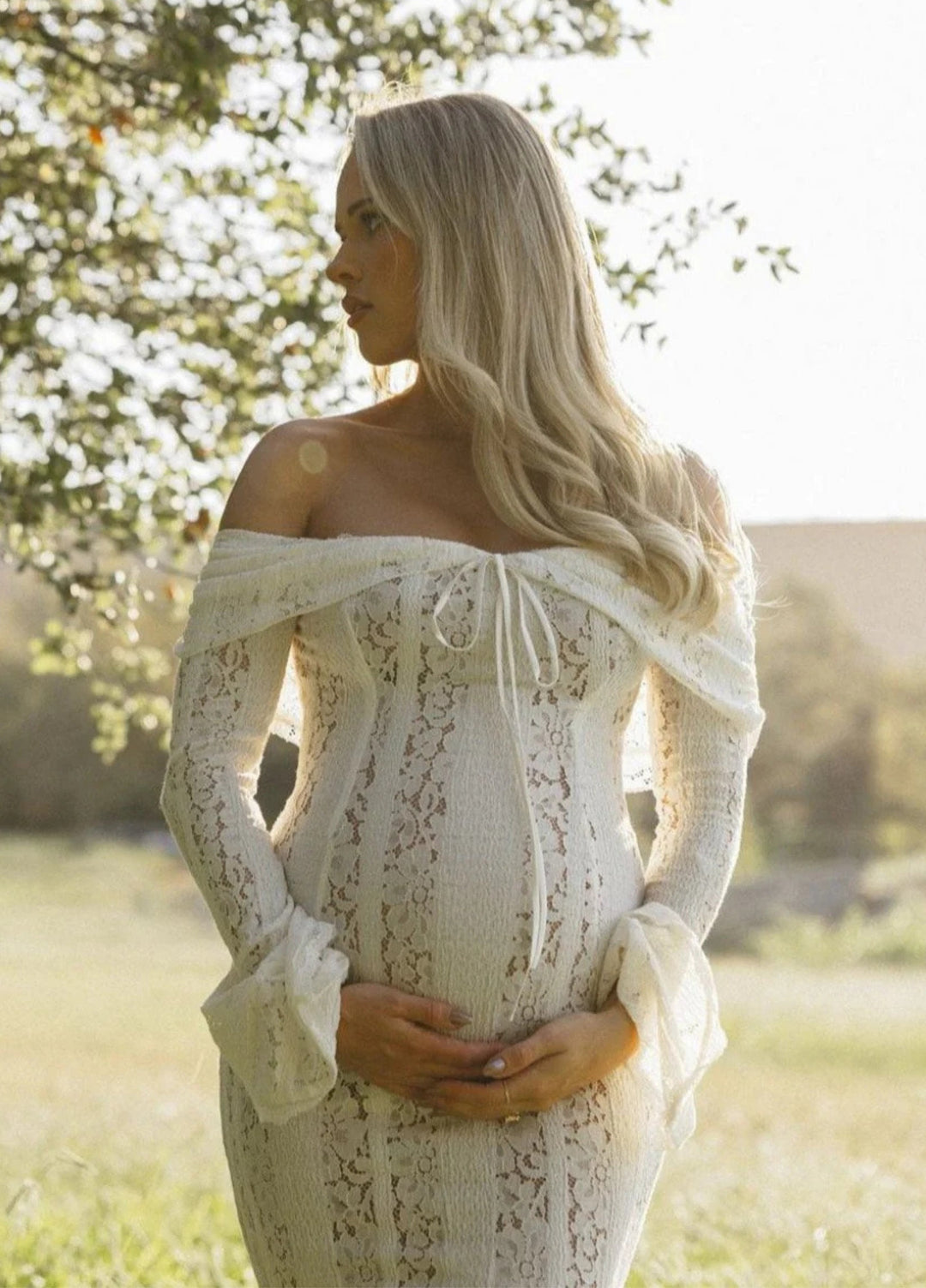 Abito Maxi in Pizzo Arielle – Bianco