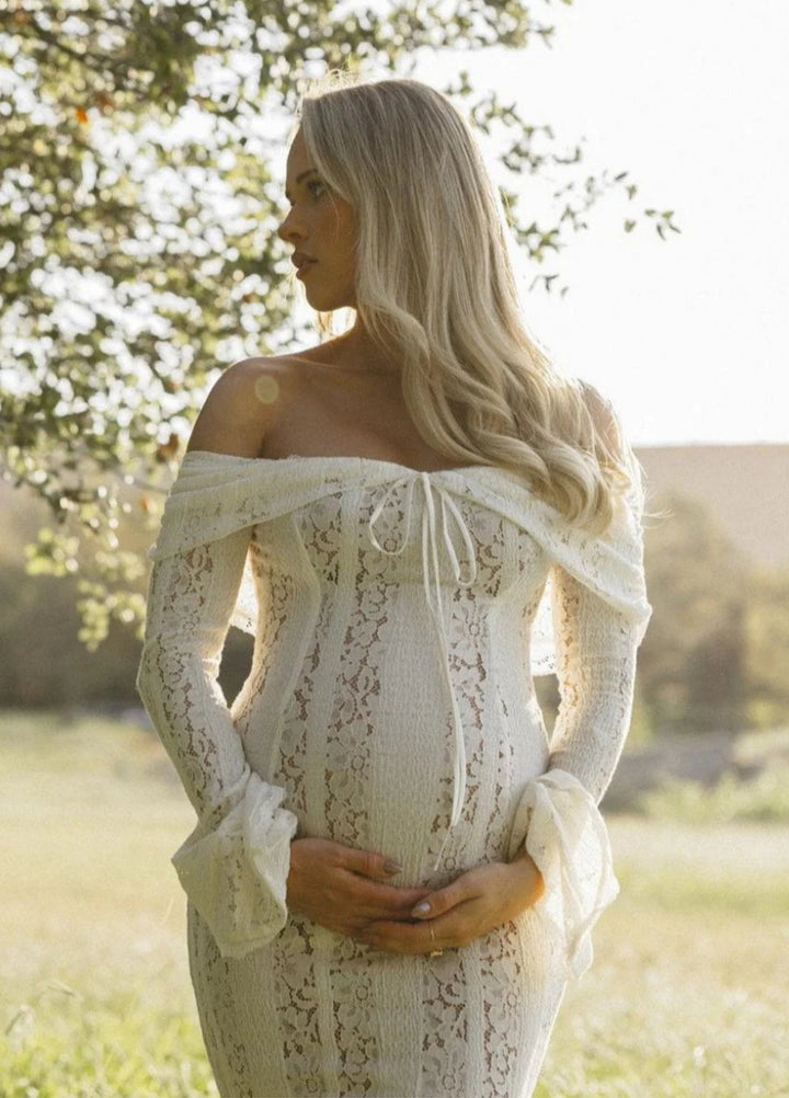 Abito Maxi in Pizzo Arielle – Bianco