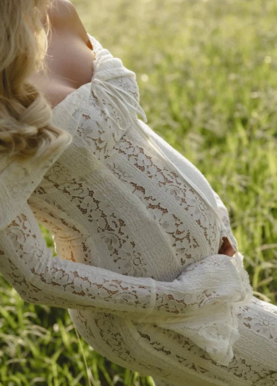 Abito Maxi in Pizzo Arielle – Bianco