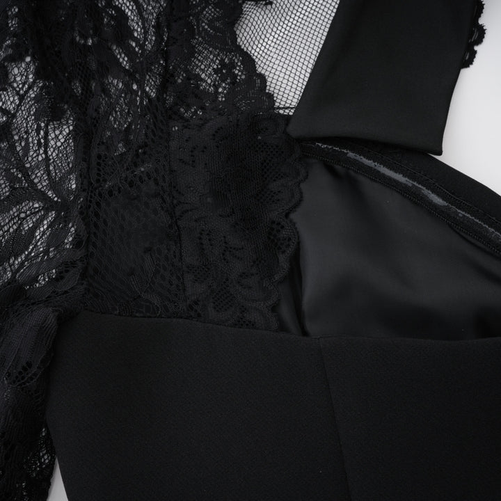 Abito Maxi con Pannelli in Pizzo Valenora – Nero