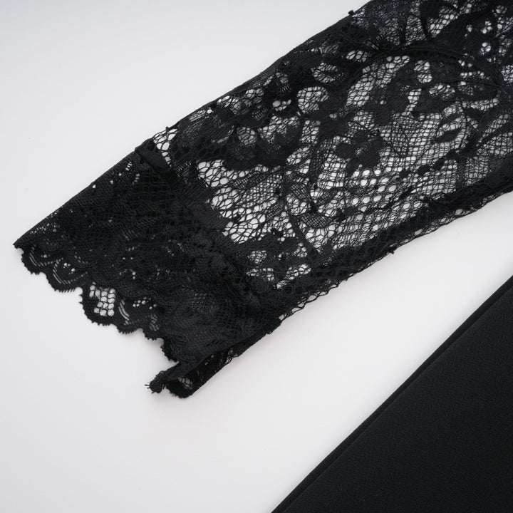Abito Maxi con Pannelli in Pizzo Valenora – Nero
