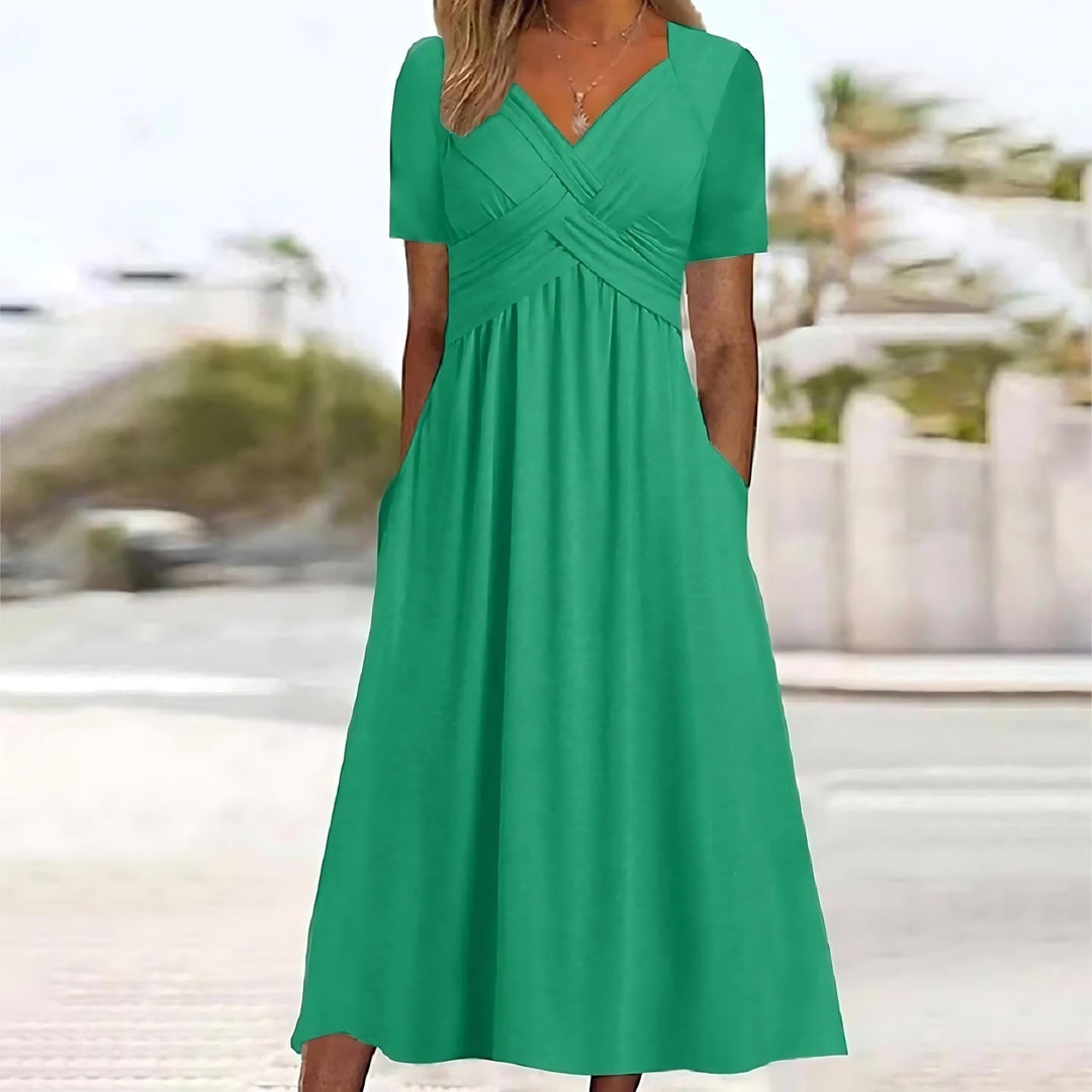Elisa ™ | Elegante abito midi con controllo della pancia