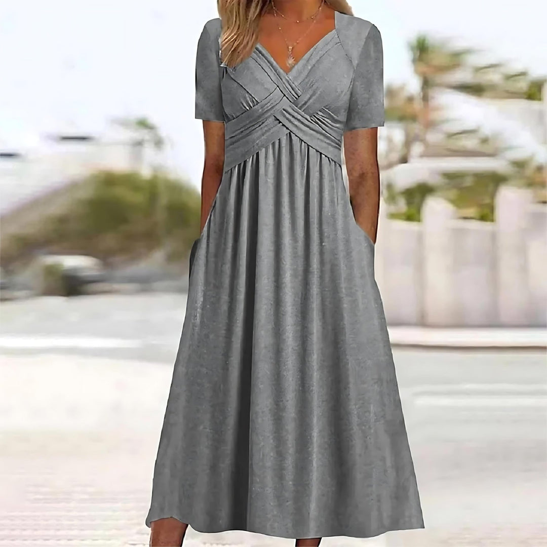 Elisa ™ | Elegante abito midi con controllo della pancia