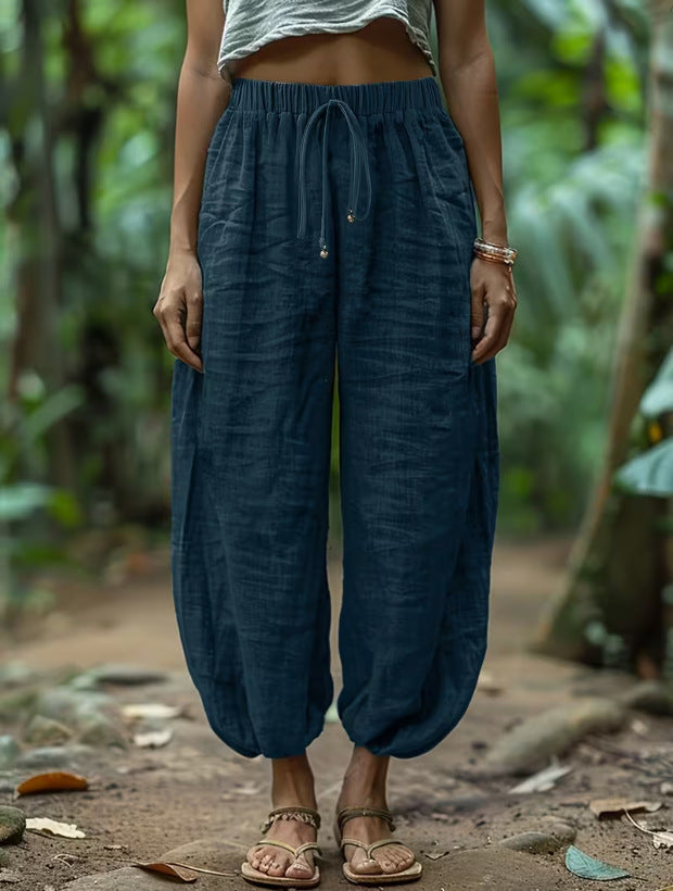 Pantaloni in Cotone con Coulisse a Vestibilità Larga Comfort Relaxed