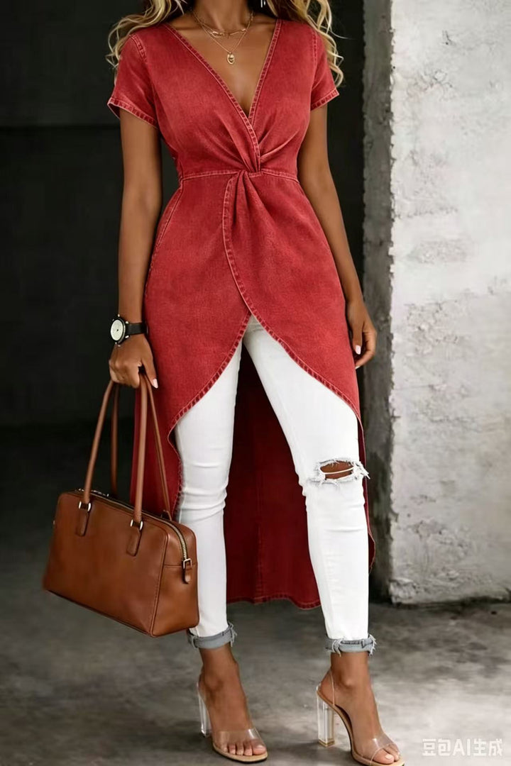 Tunika in jeans con scollatura a V Jessica |