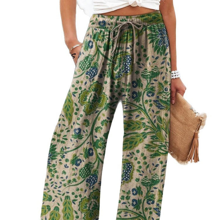 Pantaloni Ampi Floreali Leggeri con Vita Alta e Comfort