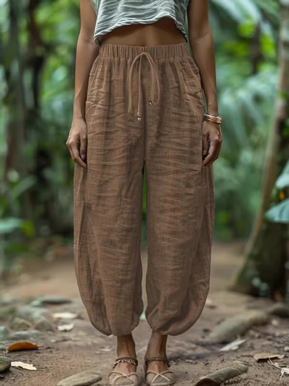 Pantaloni in Cotone con Coulisse a Vestibilità Larga Comfort Relaxed