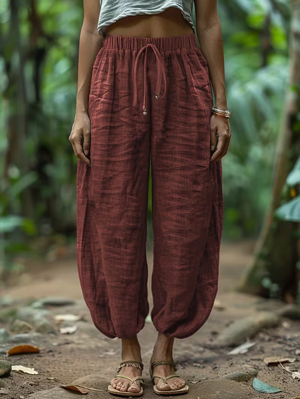 Pantaloni in Cotone con Coulisse a Vestibilità Larga Comfort Relaxed