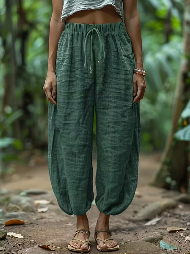 Pantaloni in Cotone con Coulisse a Vestibilità Larga Comfort Relaxed