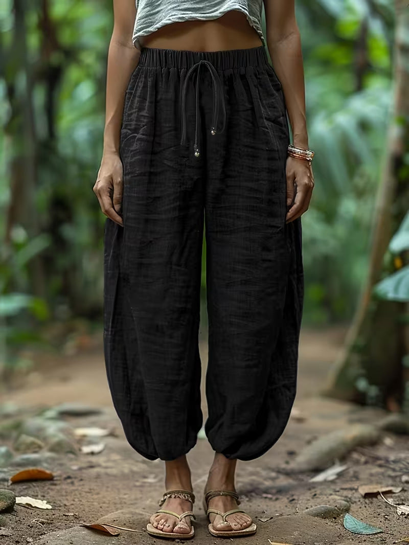 Pantaloni in Cotone con Coulisse a Vestibilità Larga Comfort Relaxed