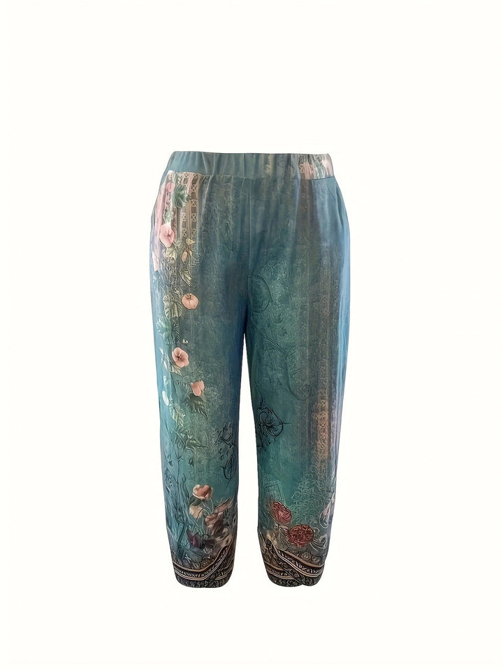 Pantaloni a gamba larga floreali da donna con vestibilità rilassata