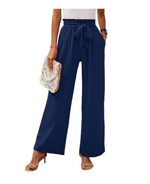 Pantaloni a Vita Alta a Gamba Larga per Donne con Cintura Morbida