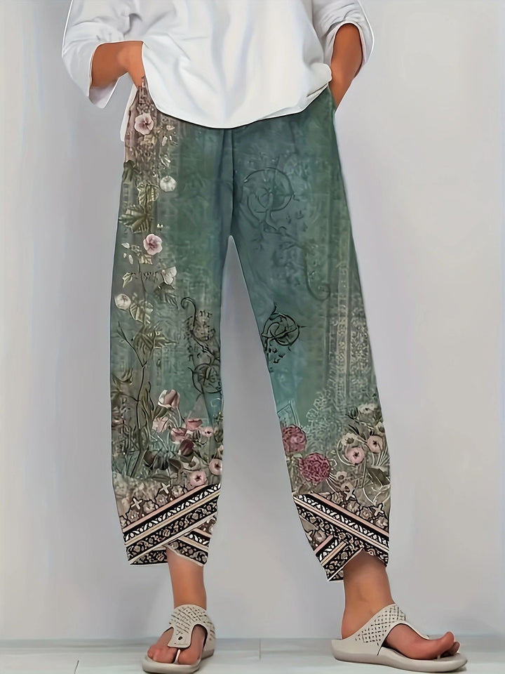 Pantaloni a gamba larga floreali da donna con vestibilità rilassata