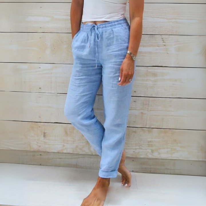 Allison - Pantaloni Eleganti in Lino e Cotone di Alta Qualità