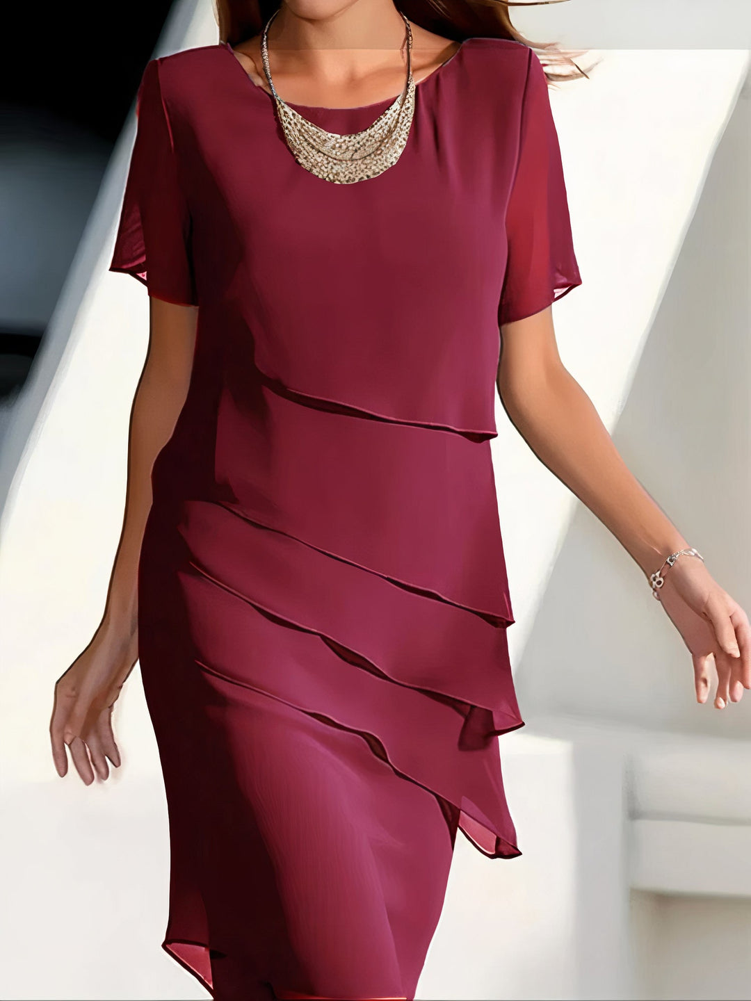 Abito in Chiffon di Seta Plissettato