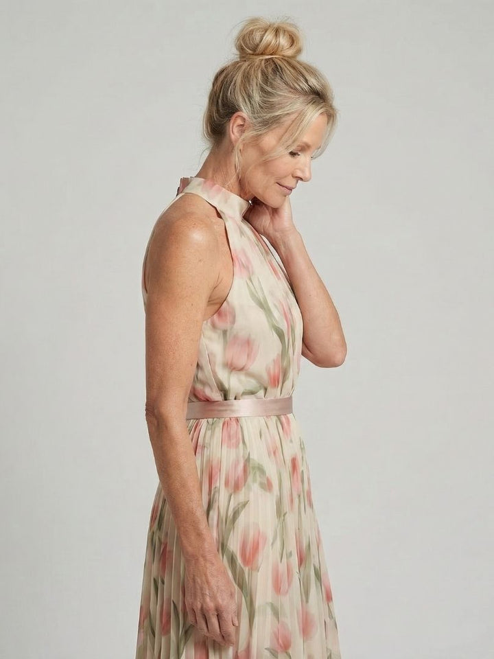 Ellis & Johnson™  | Vestito Midi a Fiori con Collo Halter