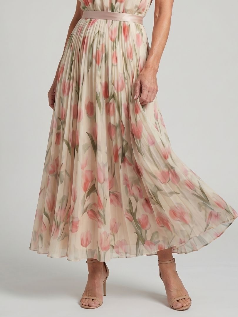 Ellis & Johnson™  | Vestito Midi a Fiori con Collo Halter