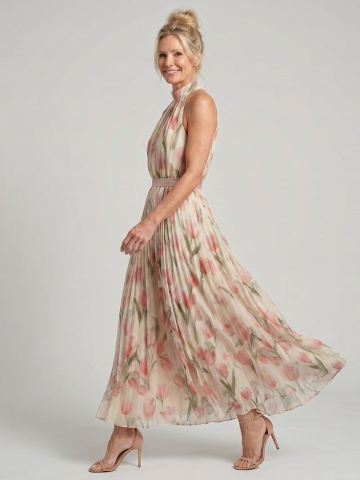 Ellis & Johnson™  | Vestito Midi a Fiori con Collo Halter