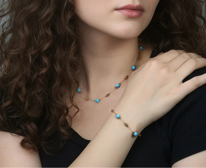 Set Collana e Bracciale Choker in Turchese