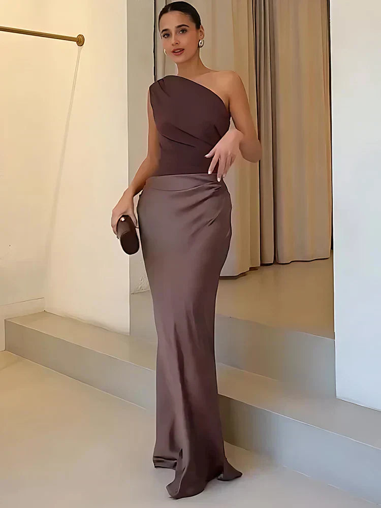 Ellis & Johnson™  | Abito Maxi con Guilt in Satin