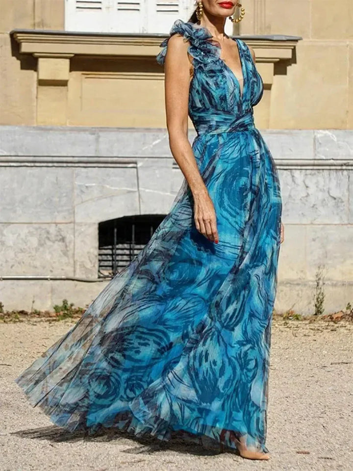 Léna™ | ABITO MAXI BLU PAONAZZO
