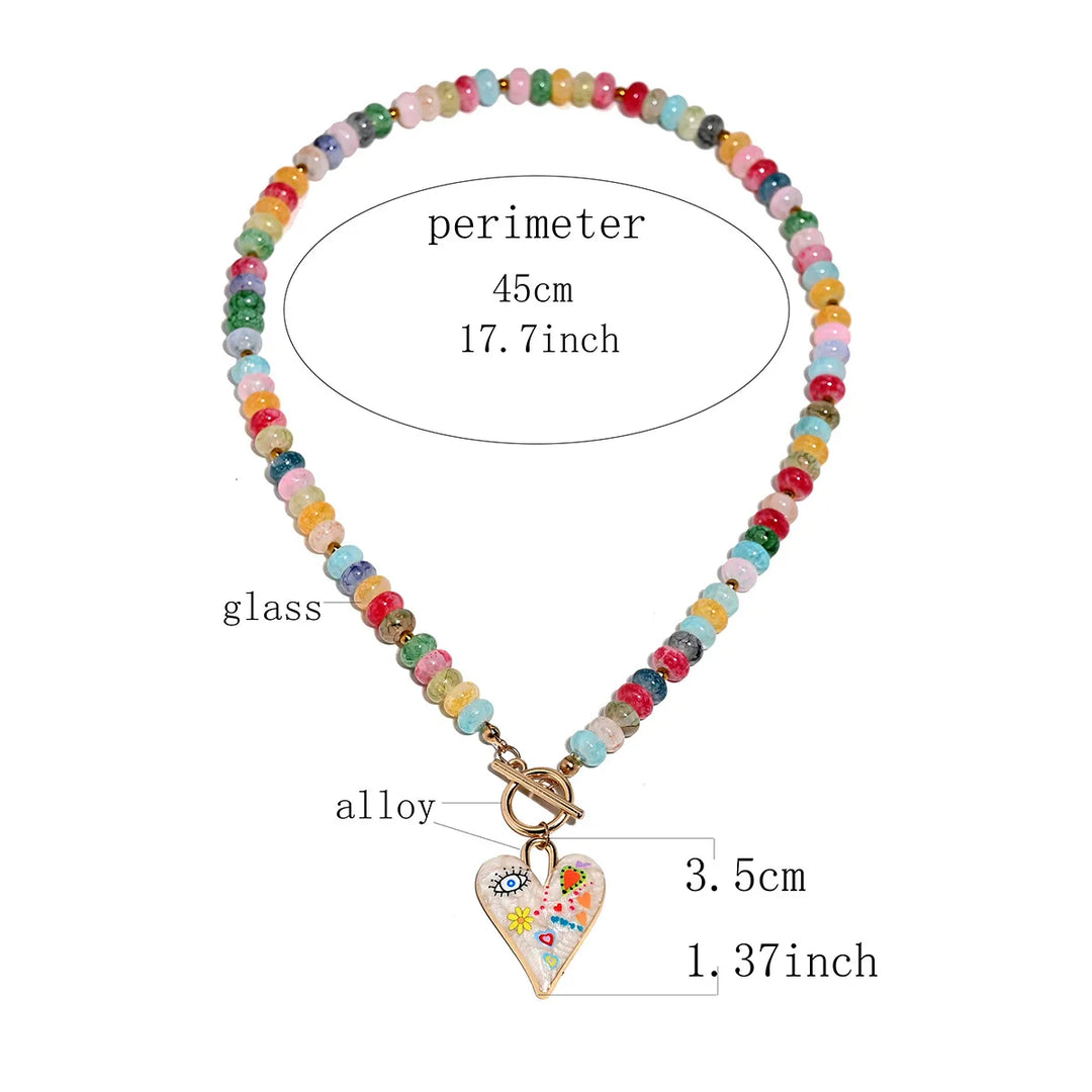 Collana con Perline di Vetro a Cuore