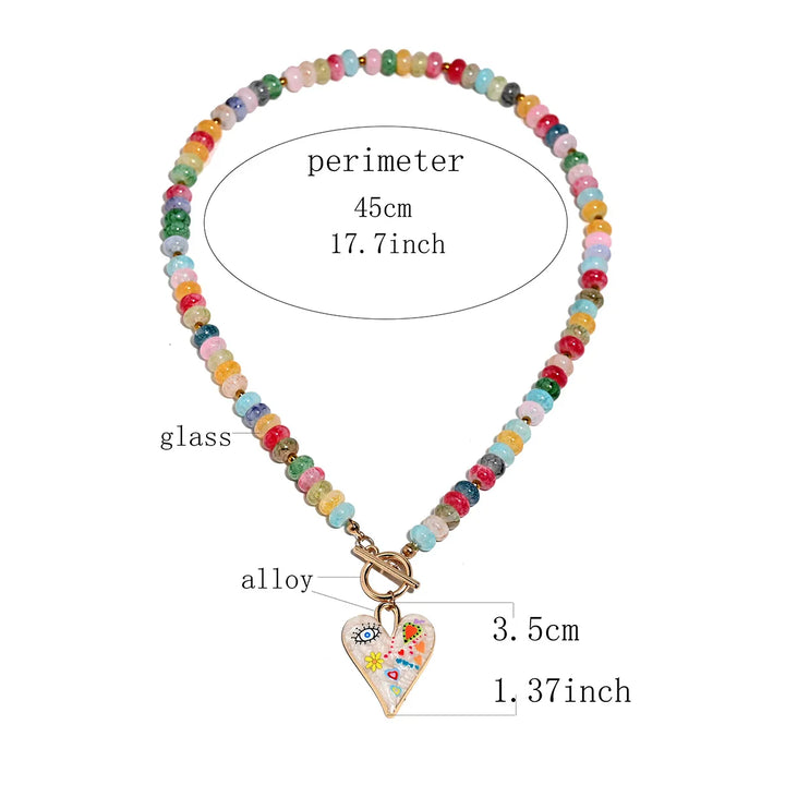 Collana con Perline di Vetro a Cuore