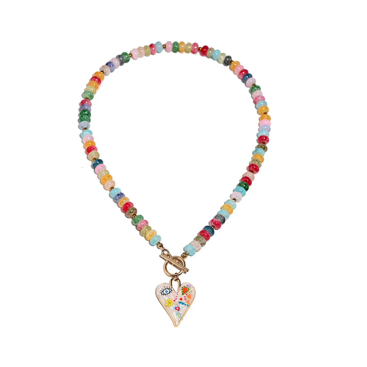 Collana con Perline di Vetro a Cuore