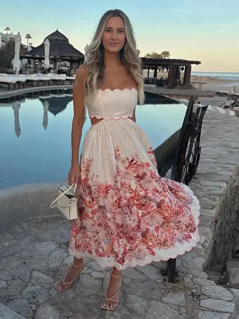 Isabella™ - Abito Elegante Floreale con Collo Halter