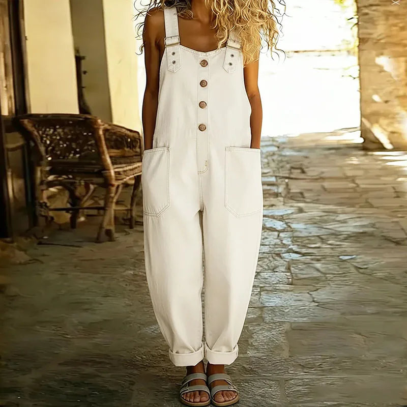 Tuta Mae | Vintage in denim di cotone morbido con spalline regolabili
