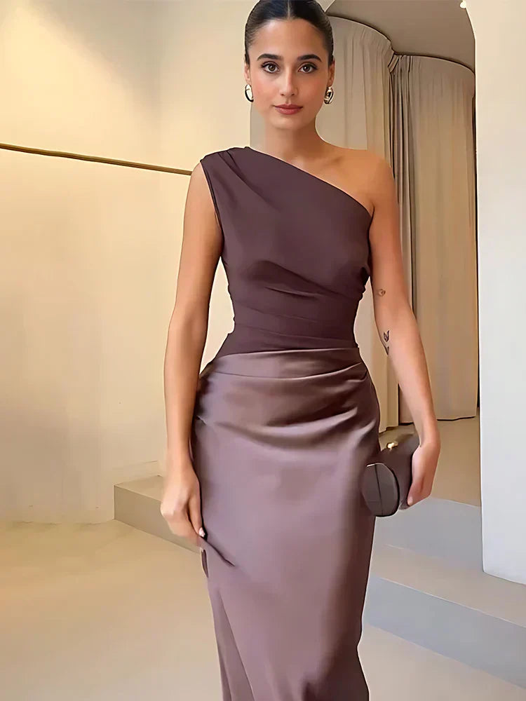Ellis & Johnson™  | Abito Maxi con Guilt in Satin