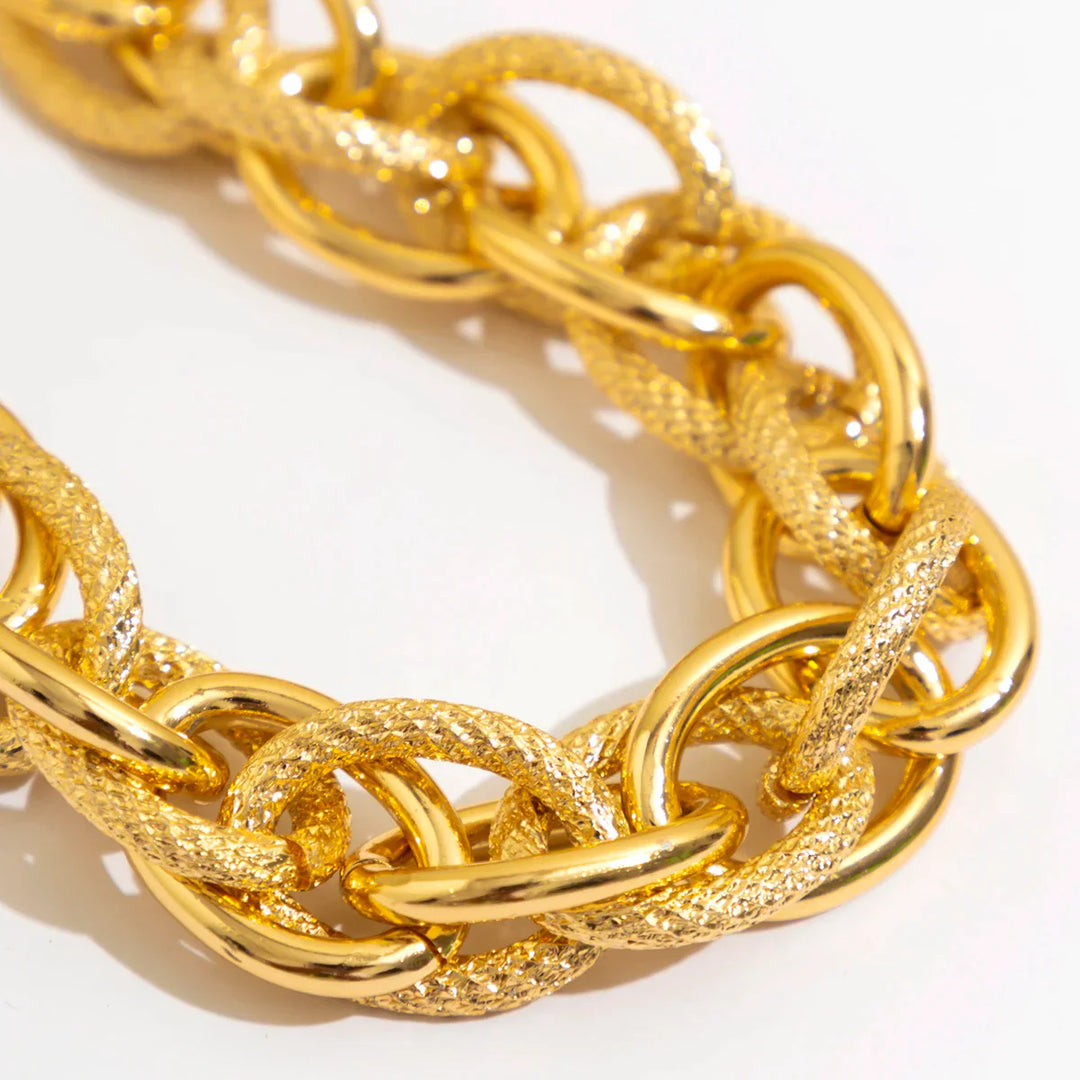 Set di Bracciale e Collana a Doppia Catena Intrecciata in Stile Bold Chunky