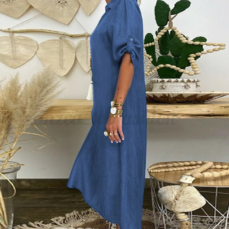 Sadie | Abito Camicia Comodo in Denim