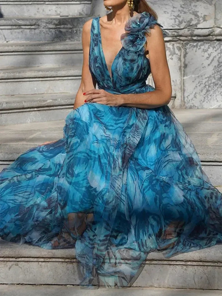 Léna™ | ABITO MAXI BLU PAONAZZO