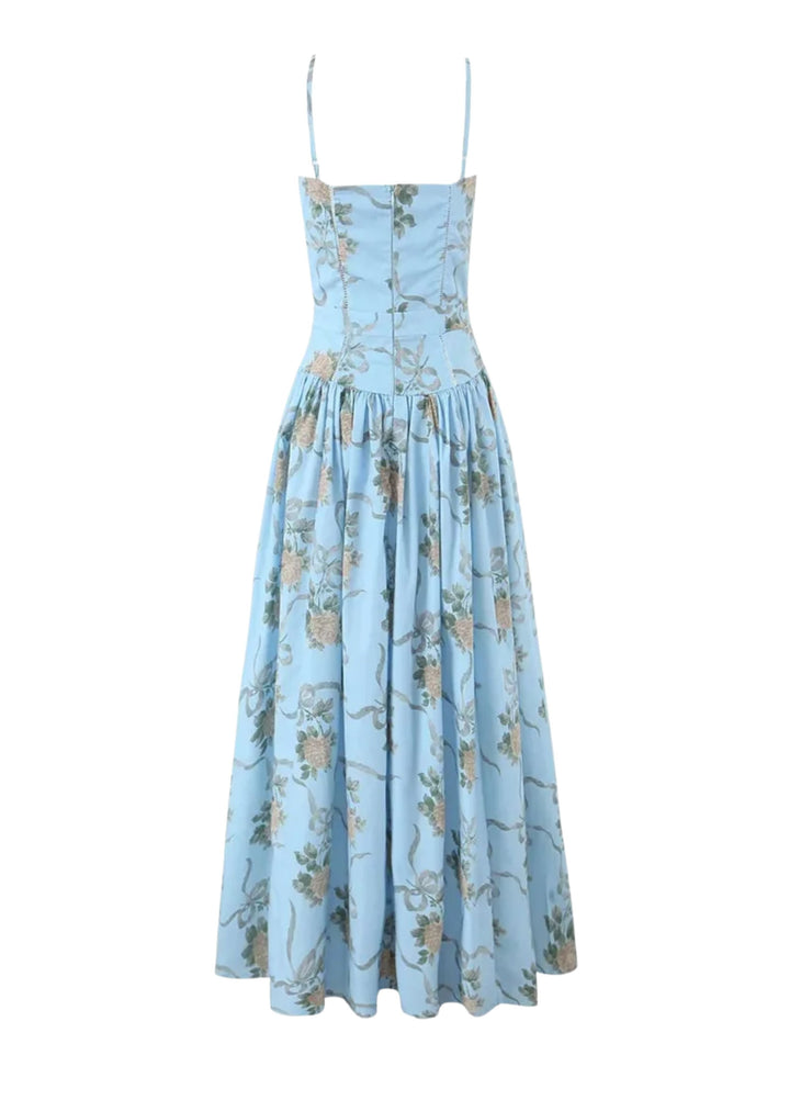 Abito Midi Amelina Bloom – Blu Chiaro Floreale